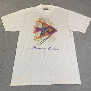 Vintage Santa Cruz T-Shirt Mens Medium Oneita Power-T 90s Art Fish Graphic Tee‎